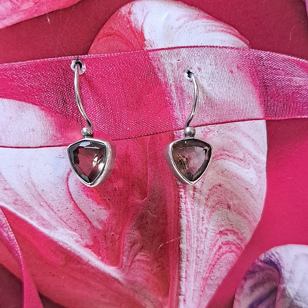 Vintage Silver Smokey Quartz Earrings
